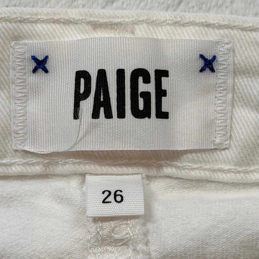 Paige Slim Straight Jeans Womens 26 White Good Low Rise Stretch Denim - Picture 6 of 15